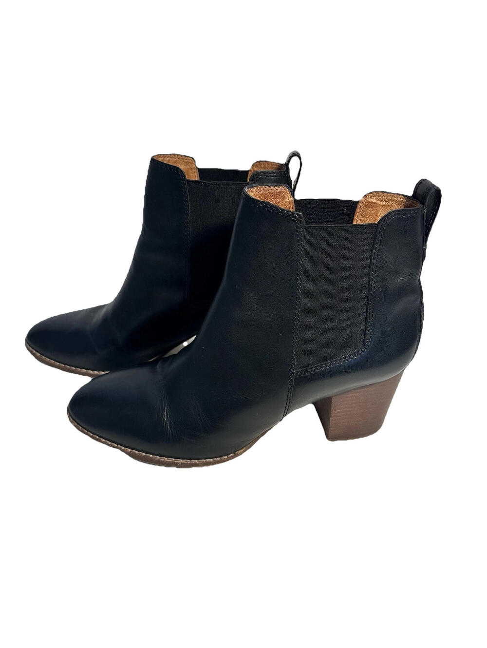 Madewell The Essex Ankle Boot size 10 Black Brown Heel Pull On